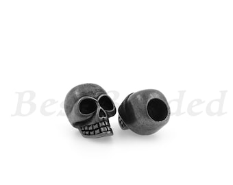 30 Paracord Handmade Acryl Skull Beads Totenköpfe Schädel Schwarz Matt 15 