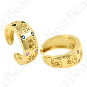 Minimalist Open Ring,18k Gold Filled Adjustable Ring for Men Jewelry Making 9x22.5mm