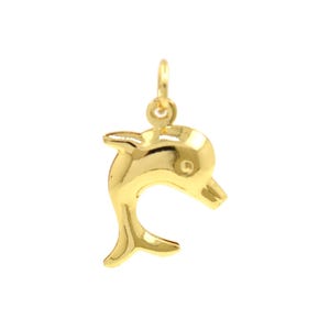 Shiny Gold Dolphin Pendant for Ocean Inspired Necklace and Beach Style Jewelry Making 14x18.9mm