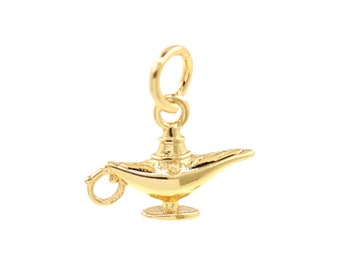 Aladdin Wunderlampe Charms, 18K Gold gefüllt Aladdin Wunderlampe Anhänger, Aladdin Wunderlampe Charme DIY Schmuckherstellung, 13.5x10mm