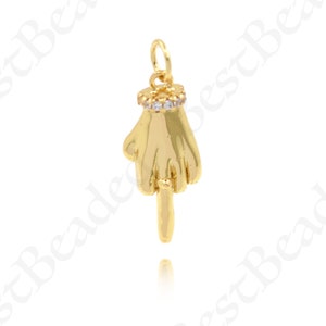 18K Gold Filled Middle Finger Choker Necklace,Minimalist Pendant, For Jewelry Making 21x9mm