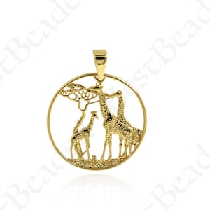 18K Round Hollow Giraffe Pendant-Animal Accessories-Birthday Gift-Personalized Giraffe Pendant