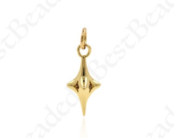 18K Gold Spike Pendant,CZ Pave DIY Earring Charm,Personalized Jewelry Accessories 8x17mm