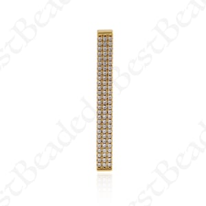 Dainty Long Bar Necklace Charms,Micro Pave CZ Rectangle Bar Pendant for DIY Jewelry Findings 39x4mm