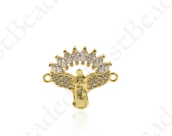 Gold Virgin Mary Necklace Pendant,CZ Micro Pave Lady Guadalupe Charm,DIY Minimalist Jewelry Supplies 21x18mm