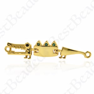 Cute Crocodile Connector Charm,Gator Animal Necklace Pendant,Handmade Supplies 31x6mm