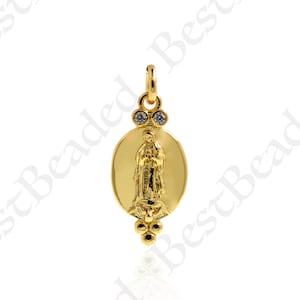 18k Gold Filled Virgin Mary Charm,Oval Shape Guadalupe Pendant for Jewelry Making Supplies 19.5x10mm