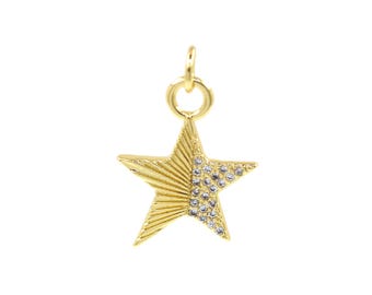 Stunning 18K Gold Filled Star Charm Pendant with Shimmering Zirconia for Necklaces