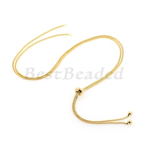 Box Chain Necklace,with Slider Rubber Beads,Adjustable Half-finished Necklace Connector for Jewelry Making