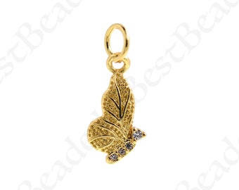 18k Gold filled Mini Schmetterling Anhänger,CZ Micro Pave Mariposa Anhänger,DIY Einfache Schmuckherstellung Zubehör 14x7,5mm