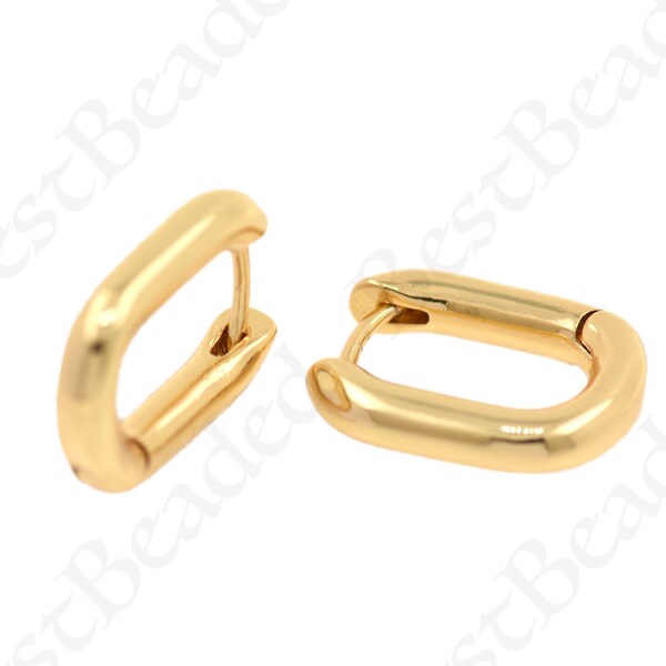Golden hoop Earring,Minimalist Earring,Everyday Jewelry Handmade,Gift For Her 16x3.5mm