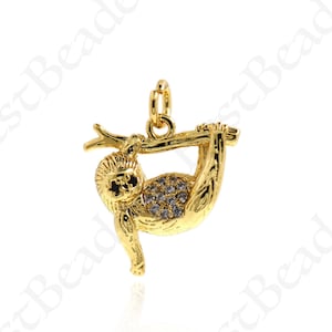 18k Gold Filled Monkey Pendant,Dainty Cute Animal Jewelry Charms,Personalized Bracelet Necklace Making 17x17mm