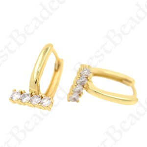 Cubic Zicronia Bar Hoop Earrings,18k Gold Filled Square Huggie Earrings 11x10mm