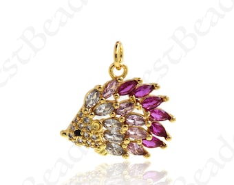 Cute Hedgehog Charm,18k Gold Filled Animal Pendant,Personalized Bracelet/Necklace Jewelry Findings 20x16mm