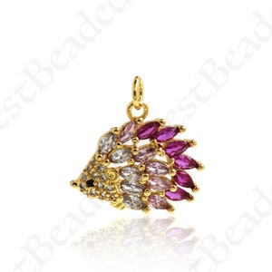 Cute Hedgehog Charm,18k Gold Filled Animal Pendant,Personalized Bracelet/Necklace Jewelry Findings 20x16mm
