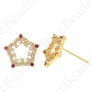 CZ Micro Pave Pentagon Earrings,18k Gold Filled Geometric Earrings,DIY Jewelry Supplies 14x13mm