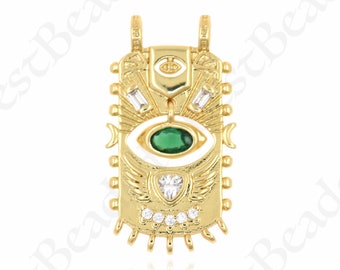 Square Evil Eye Charm, Eye Pendant, Square Pendant,Devil Eyes Square Charms Pendant 28x15.5mm