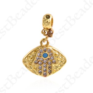 Gehämmerter Hamsa Hand Anhänger,18k Gold filled Fatima Auge Anhänger,personalisiertes Schmuckzubehör 12x10mm