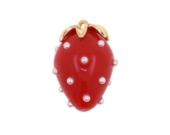 Fun Strawberry Charms Collection with Pearl Accents for DIY Handmade Necklace Bracelet Jewelry