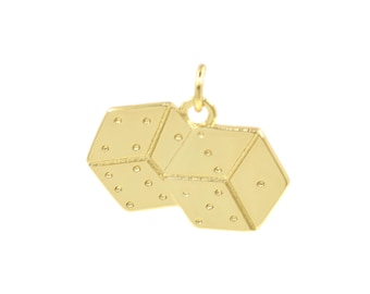 Custom 18K Gold Filled Dice Pendant for DIY Necklaces and Jewelry Crafting 14x19.9mm