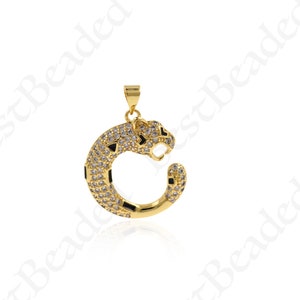 Enamel Leopard Pendant,CZ Pave Panther Animal Charm for DIY Personalized Jewelry Making 22x25mm