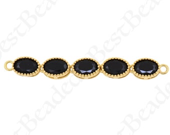 Gold Oval CZ Connectors,Oval Shape Colorful Crystal Connector, DIY Jewelry Findings 5x40mm