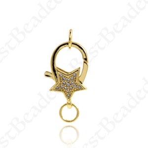 Zierliche Gold filled Stern Hummer Verschluss,CZ Micro Pave Hummer Kralle mit Sprung Ring,DIY Minimalist SchmuckZubehör 20x13mm