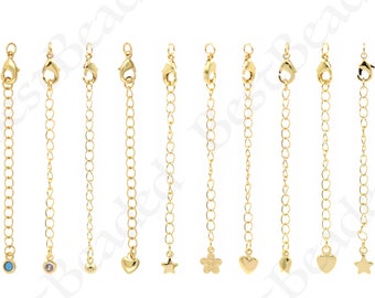 18k Gold Filled Extension Chain,Multi-Style Adjustable Extender with Lobster Clasp,DIY Orignal Jewelry Accessories 60mm