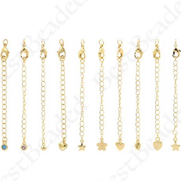 18k Gold Filled Extension Chain,Multi-Style Adjustable Extender with Lobster Clasp,DIY Orignal Jewelry Accessories 60mm