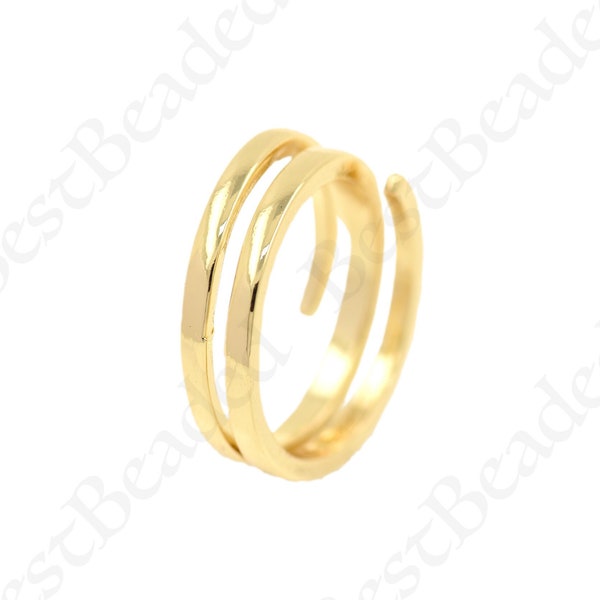 Simple Wrap Stackable Rings,18k Gold Filled Adjustable Ring,DIY Handmade Findings 21x7mm