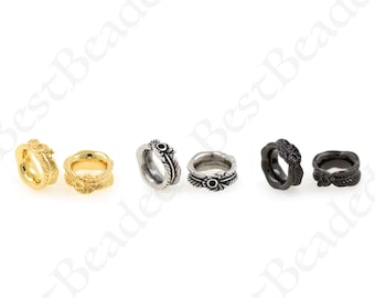 18K Gold Filled Feather Spacer Beads,Round Spacer Bead, Large Hole Bead,DIY Jewelry Making Supply 4.5x10.5mm