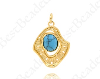 Pendentif à collier géométrique en zircon rempli d’or 18K, bijoux géométriques, haute joaillerie, 24x18mm