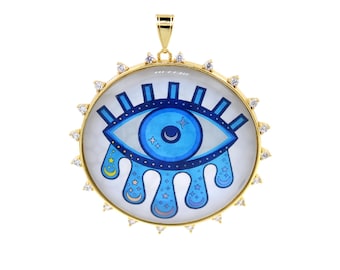 18K Gold Filled Various Medallion Pattern with CZ Sunburst Edge for Necklace, Bracelet, And Earrings DIY 57.2x58.3mm