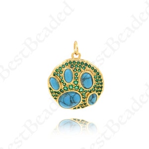 18K Gold Filled Zircon Footprint Necklace Pendant, Footprint Charm, Geometric Jewelry, 20mm