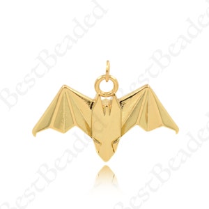 Simple Brass Bat Necklace Pendant, Insect Jewelry for DIY Jewelry Making Supply, 33x20mm