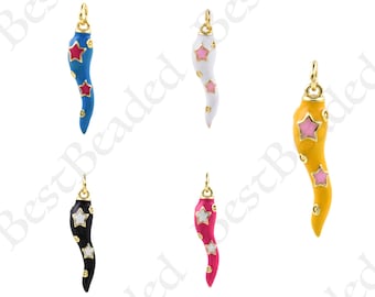 Enamel Italian Luck Horn Charm,Muti-color Cornicello Pendant,DIY Personalized Jewelry Accessories 6x26mm