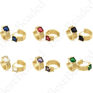 Colorful Square Huggie Hoop Earrings,Personalized Women Jewelry Supplies 6.5x18mm