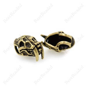 2Pcs Lanyard Keychain Charms,Animal Bone Pendant,550 Paracord Bracelet Beads,Skeleton Skull Spacers 13x19mm