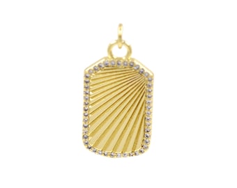 Sparkling CZ Radiant Pendant in 18K Gold Filled for DIY Jewelry and Custom Necklace 14.2x25.9mm