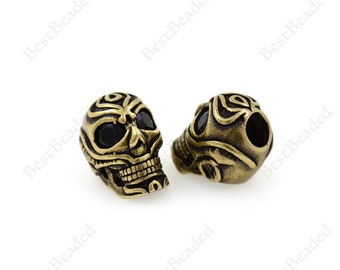 2Pcs Paracord Skull Beads,EDC Lanyard Skull Charms,DIY 550 Jewelry Accessories 12x17mm