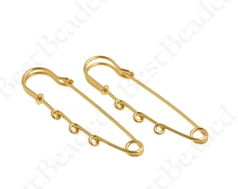 Dainty Gold Filled Safety Pin Charm,Gold Big Pins Connector for DIY Original Jewelry Making 66x22mm