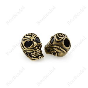 2Pcs Paracord Skull Beads,EDC Lanyard Skull Charms,DIY 550 Jewelry Accessories 12x17mm