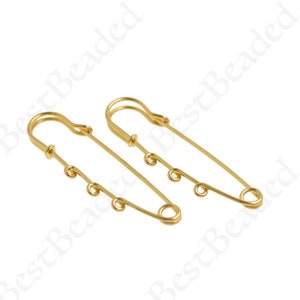 Dainty Gold Filled Safety Pin Charm,Gold Big Pins Connector for DIY Original Jewelry Making 66x22mm