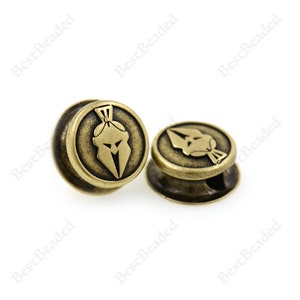 2Pcs Spartan Warrior Beads,550 Paracord Jewelry Accessories,DIY Lanyard Keychain Charms 20x9mm Antique Bronze