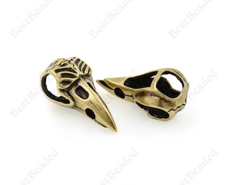 2Pcs Raven Skull Pendant,EDC Paracord Bracelet Accessory,Unique Animal Jewelry Findings 17x34mm