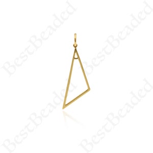 Gold Plated Triangle Charm,Openwork Geometry Pendant,DIY Earring Jewelry Findings 9x27mm