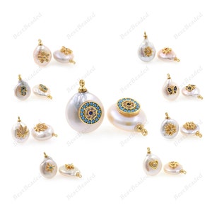 Fashion Freshwater Pearl Pendants,with Multi-style Cubic Charm for Personalized Jewelry Making Accessory