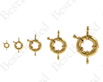 Multi-size Round Spring Buckle,Dainty Gold Sailor Clasp,Nautical Wheel Clasp,DIY Bracelet Necklace Jewelry Making Accessories