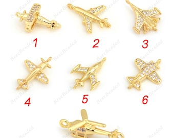 Cubic CZ Flugzeug Charms,Multi-Style Flugzeug Anhänger,für DIY Unikat Schmuckherstellung Zubehör 2Stk