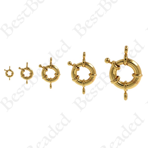 Multi-size Round Spring Buckle,Dainty Gold Sailor Clasp,Nautical Wheel Clasp,DIY Bracelet Necklace Jewelry Making Accessories